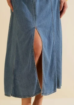 Saia Jeans Evasê Índigo Azul