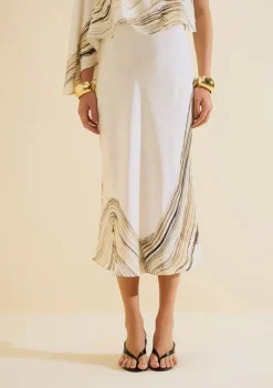 Saia Midi Evasê Nereia Off White