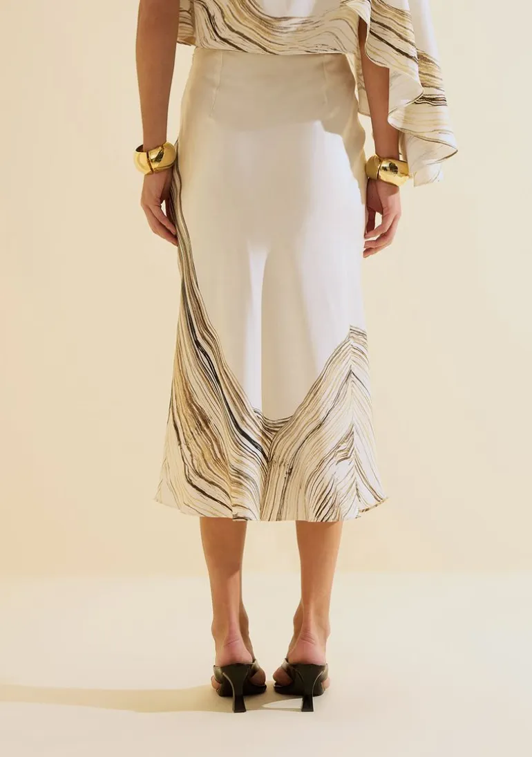 Saia Midi Evasê Nereia Off White