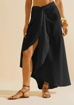 Saia Morena Rosa Evasê Alta Midi Preto