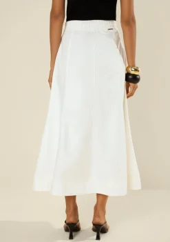Saia Morena Rosa Evasê Média Midi Off White