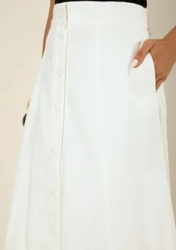 Saia Morena Rosa Evasê Média Midi Off White
