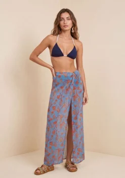 Saia Morena Rosa Reta Média Longa Azul