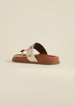 Sandalia Papete Com Fivela Off White
