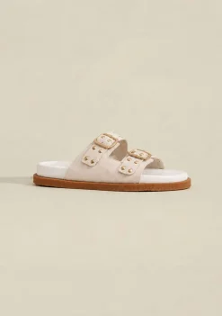 Sandália Morena Rosa Papete Enfeite Personalizado Off White