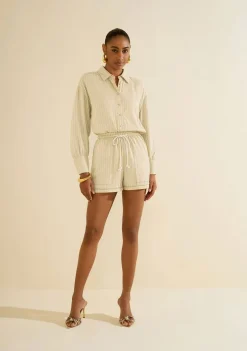 Shorts Morena Rosa Amplo Alta Bege