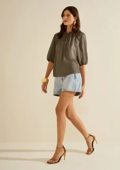Shorts Morena Rosa Amplo Alta Azul