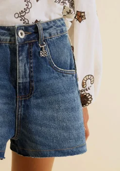 Shorts Morena Rosa Amplo Média Azul