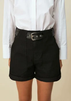 Shorts Morena Rosa Five Pockets Com Cinto Preto