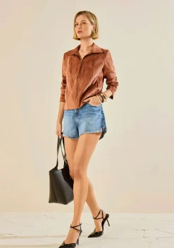 Shorts Morena Rosa Reto Média Azul