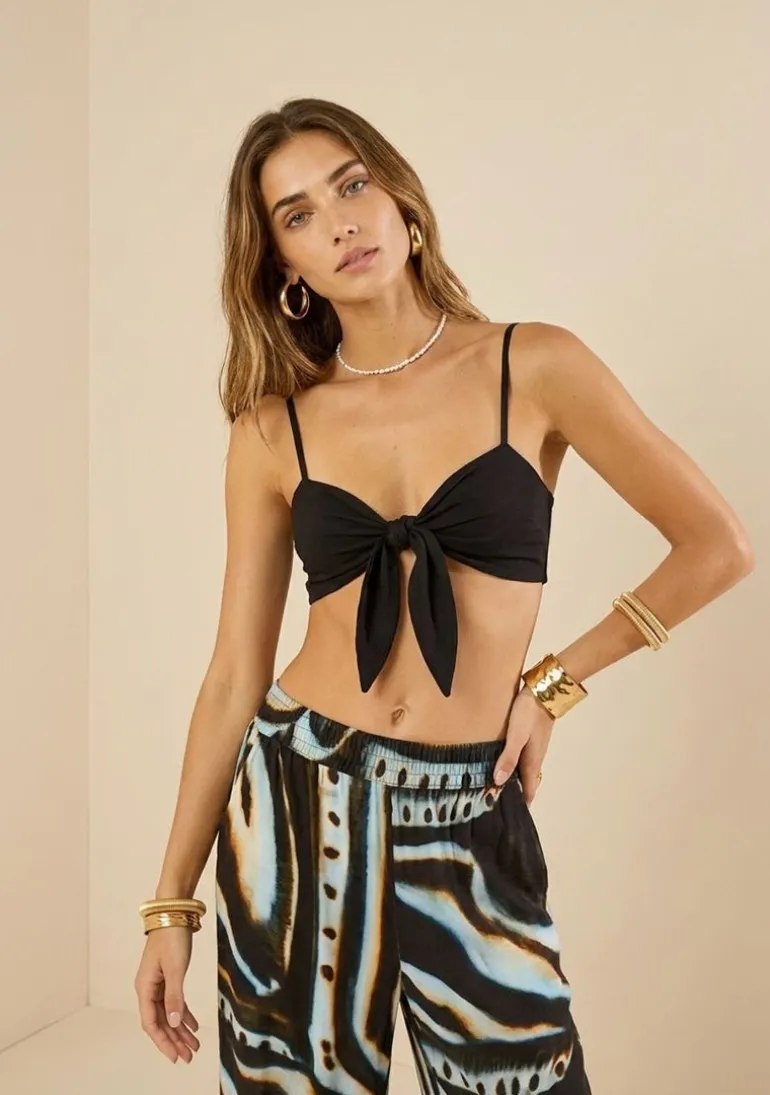 Top Decote V Náutilo Preto