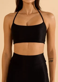 Top Morena Rosa Decote Careca Alça Cruzada Preto