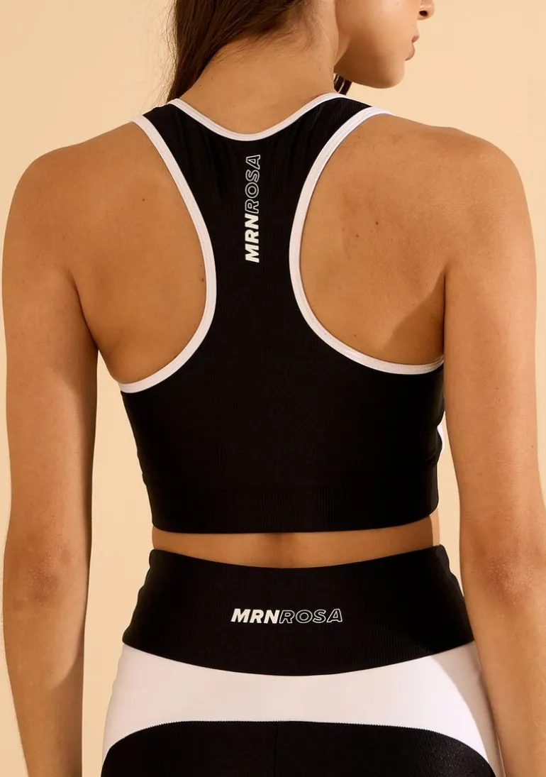 Top Morena Rosa Decote Careca Nadador Preto