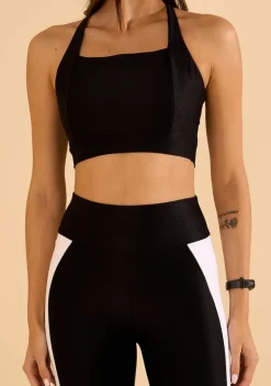 Top Morena Rosa Decote Quadrado Alça Cruzada Preto