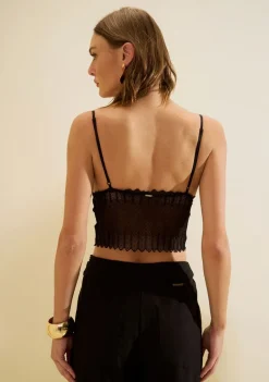 Top Morena Rosa Decote V Alça Fina Preto