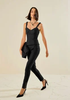 Top Morena Rosa Decote V Alça Larga Preto