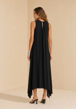 Vestido Gola Alta Midi Sonata Preto