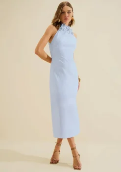Vestido Gola Alta Origem Azul