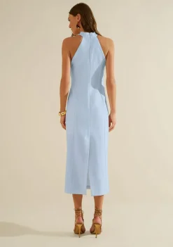 Vestido Gola Alta Origem Azul