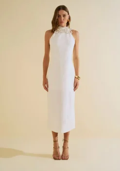 Vestido Gola Alta Origem Off White