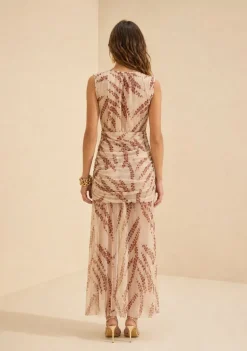 Vestido Longo Ajustado Miragem Bege