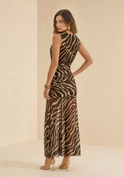 Vestido Longo Ajustado Miragem Preto