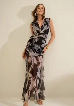 Vestido Longo Ajustado Miragem Preto/branco