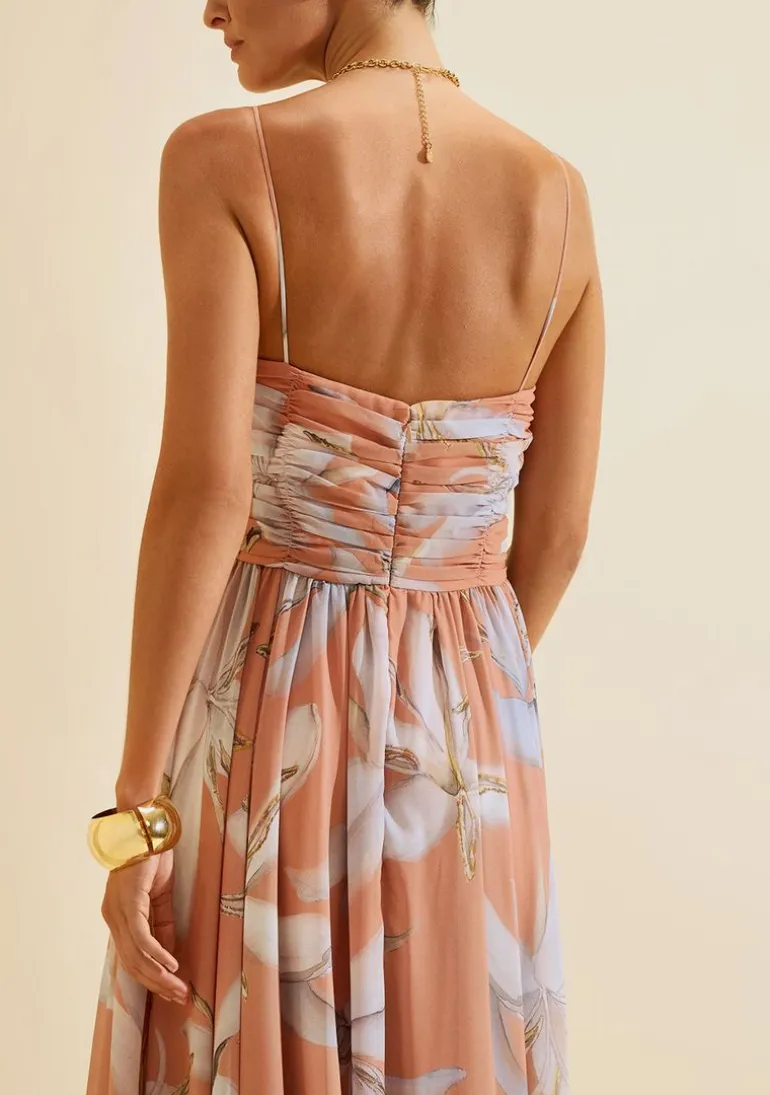 Vestido Longo Alças Aurora Laranja