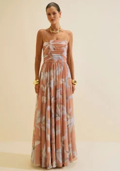 Vestido Longo Alças Aurora Laranja