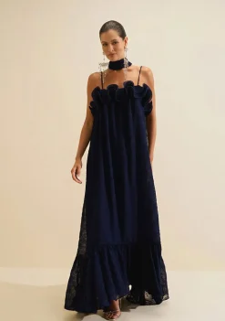 Vestido Longo Alças Ondina Azul