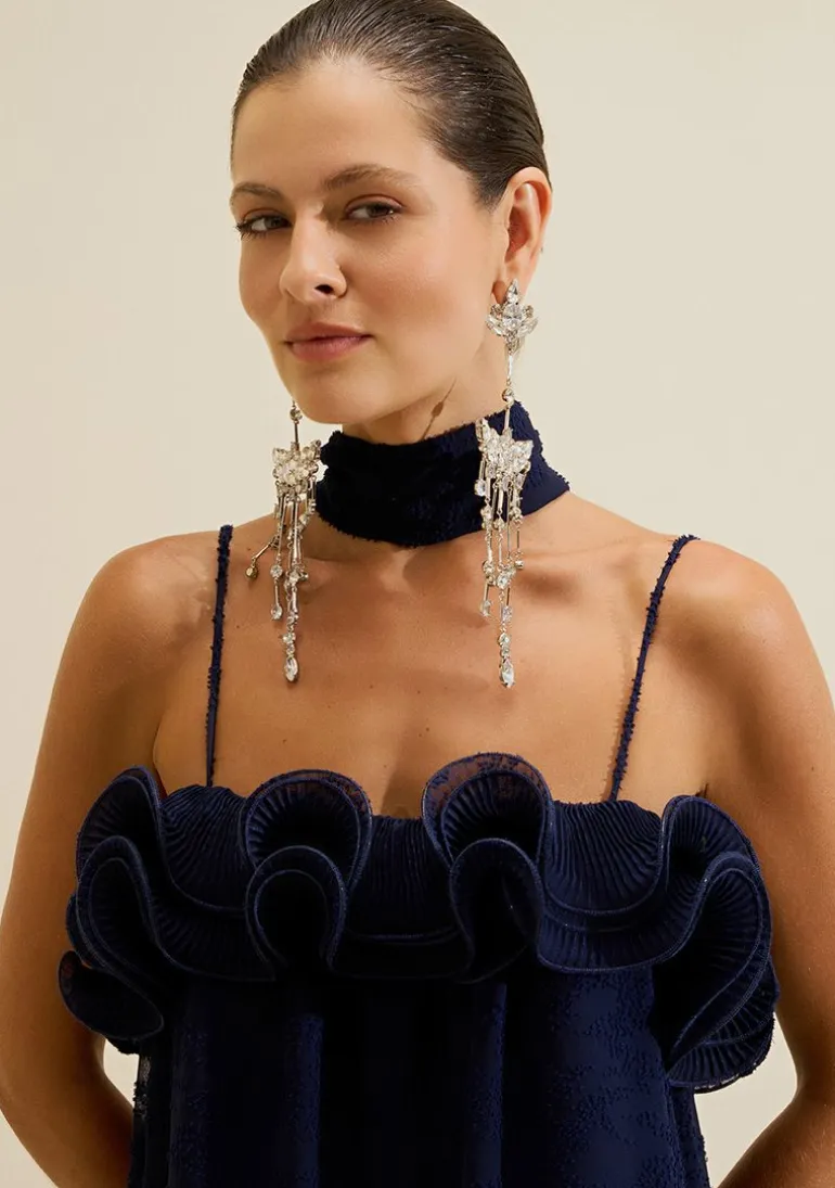 Vestido Longo Alças Ondina Azul