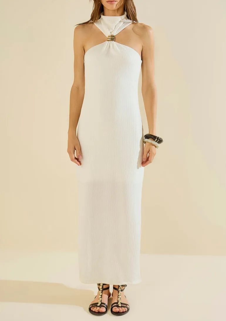 Vestido Longo Alvéolo Branco