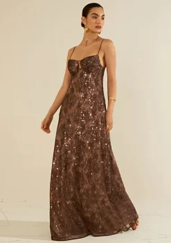 Vestido Longo Aragonita Marrom