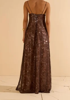 Vestido Longo Aragonita Marrom