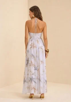 Vestido Longo Flora Azul