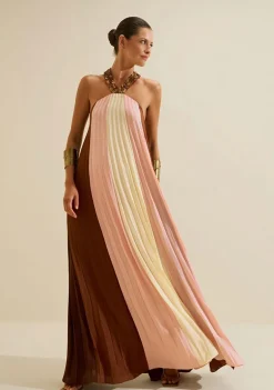 Vestido Longo Solto Rosée Marrom/rosa