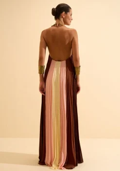 Vestido Longo Solto Rosée Marrom/rosa