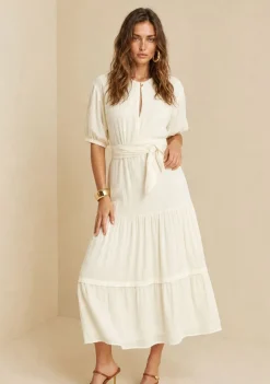 Vestido Manga Curta Alvorada Bege