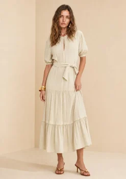 Vestido Manga Curta Alvorada Bege Escuro