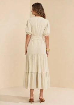 Vestido Manga Curta Alvorada Bege Escuro