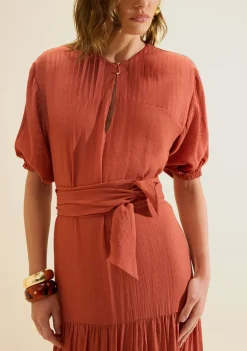 Vestido Manga Curta Alvorada Marrom