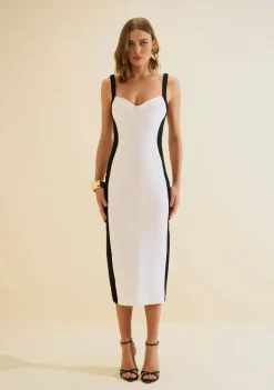 Vestido Midi Ajustado Eclipse Off White