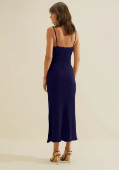 Vestido Midi Ajustado Favo Azul
