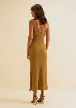 Vestido Midi Ajustado Favo Caramelo
