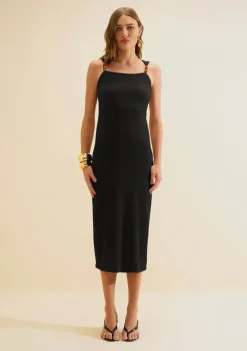 Vestido Midi Ajustado Melia Preto