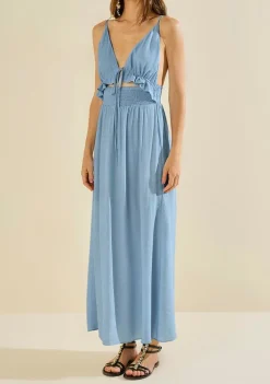 Vestido Midi Enlace Azul