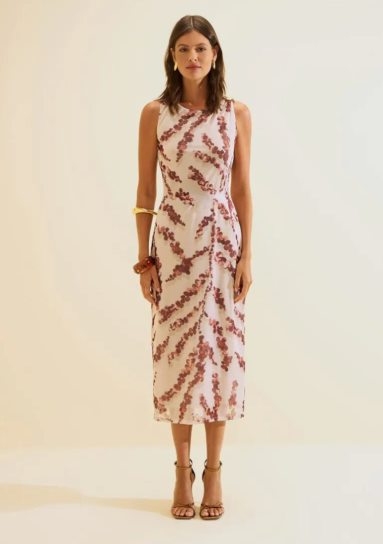 Vestido Midi Flora Bege