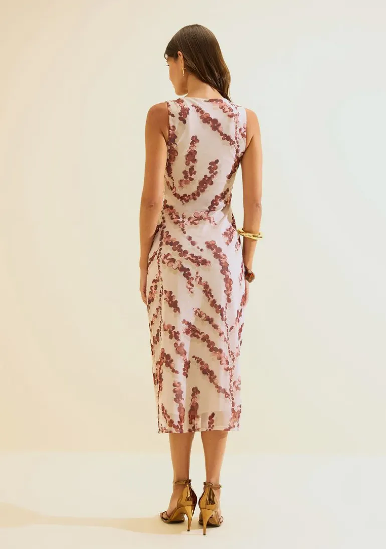 Vestido Midi Flora Bege