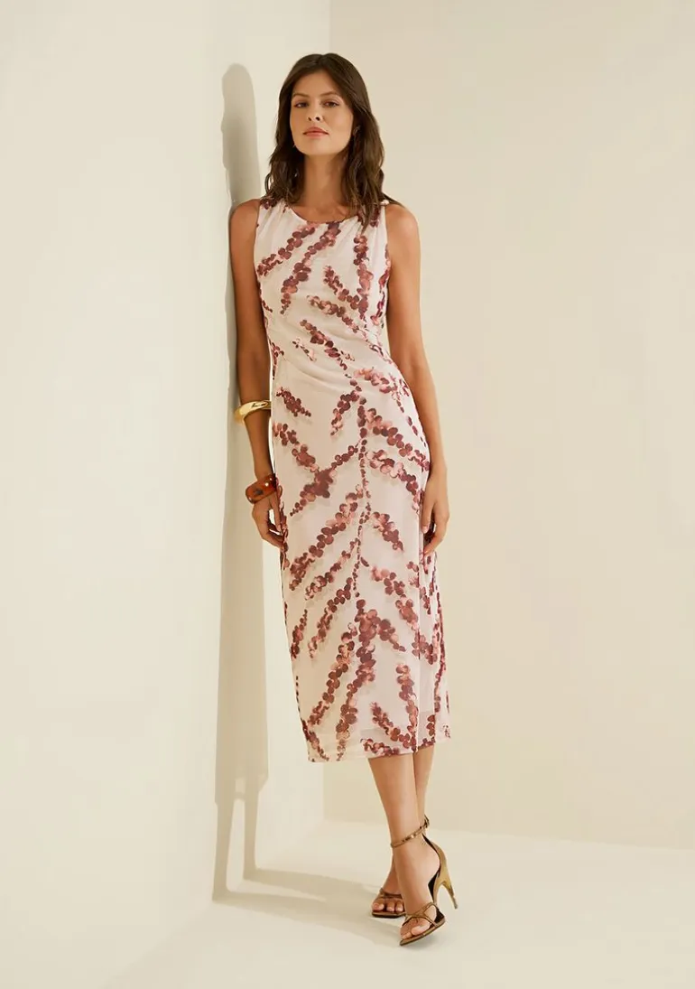 Vestido Midi Flora Bege
