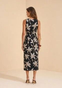 Vestido Midi Flora Preto/branco